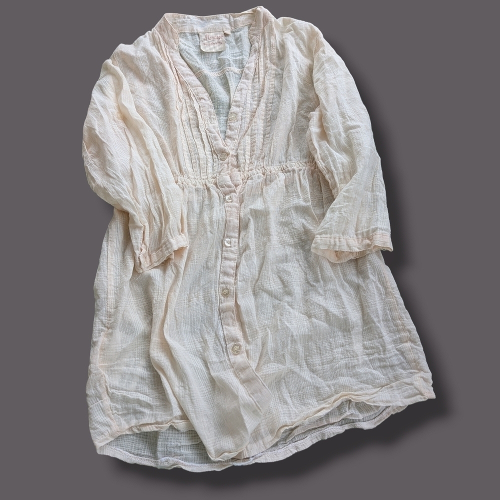 Montage by Mon Cheri Cream Blouse, Size Medium